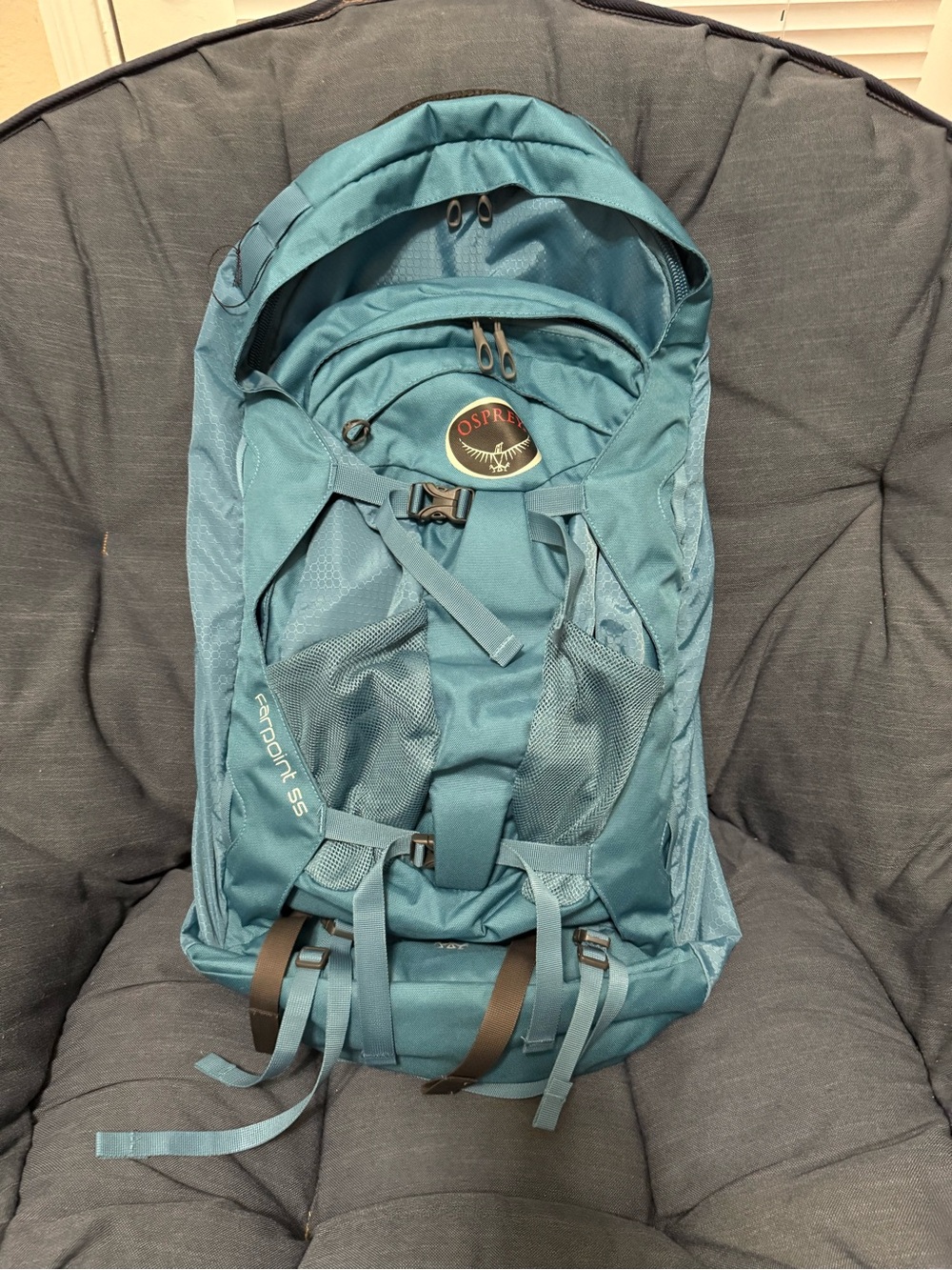 OSPREY Teal Farpoint 55 Travel Backpack with Daypack Included